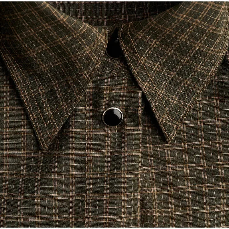 Green Plaid Button-Up Shirt