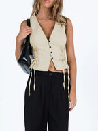 Front Button Tie-Up Tank