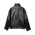 BF - synthetic leather stand collar Jacket