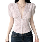 Floral Lace Button-Front Top