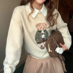 Embroidered Bear Polo Sweater