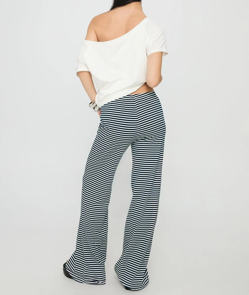Striped Low-Waist Wide-Leg Pants