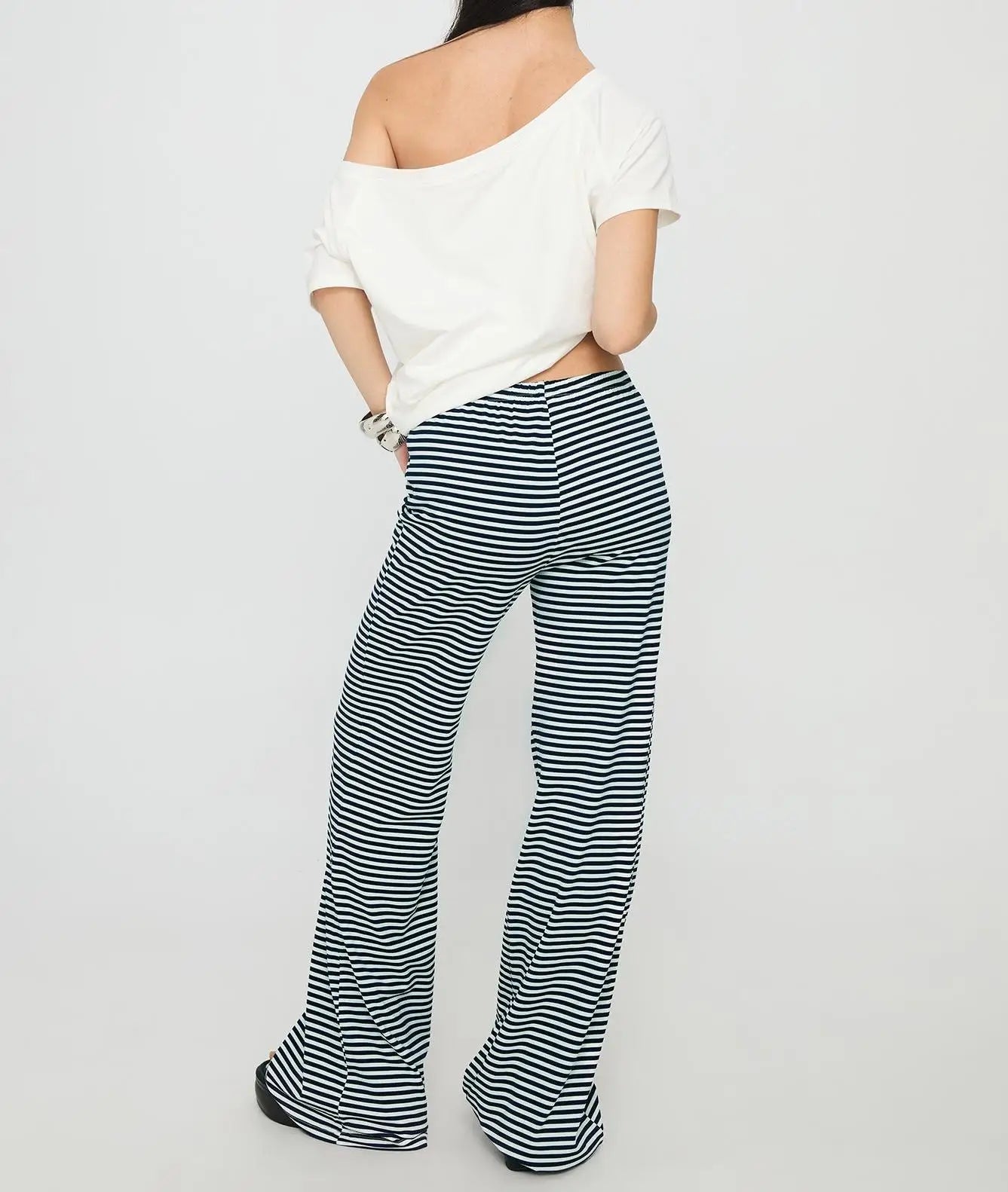 Striped Low-Waist Wide-Leg Pants