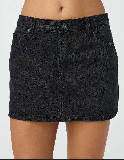 High-Waist Vintage Denim Mini Skirt