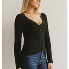 Lace Button-Down Cardigan