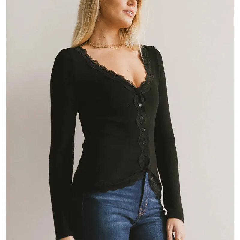 Lace Button-Down Cardigan