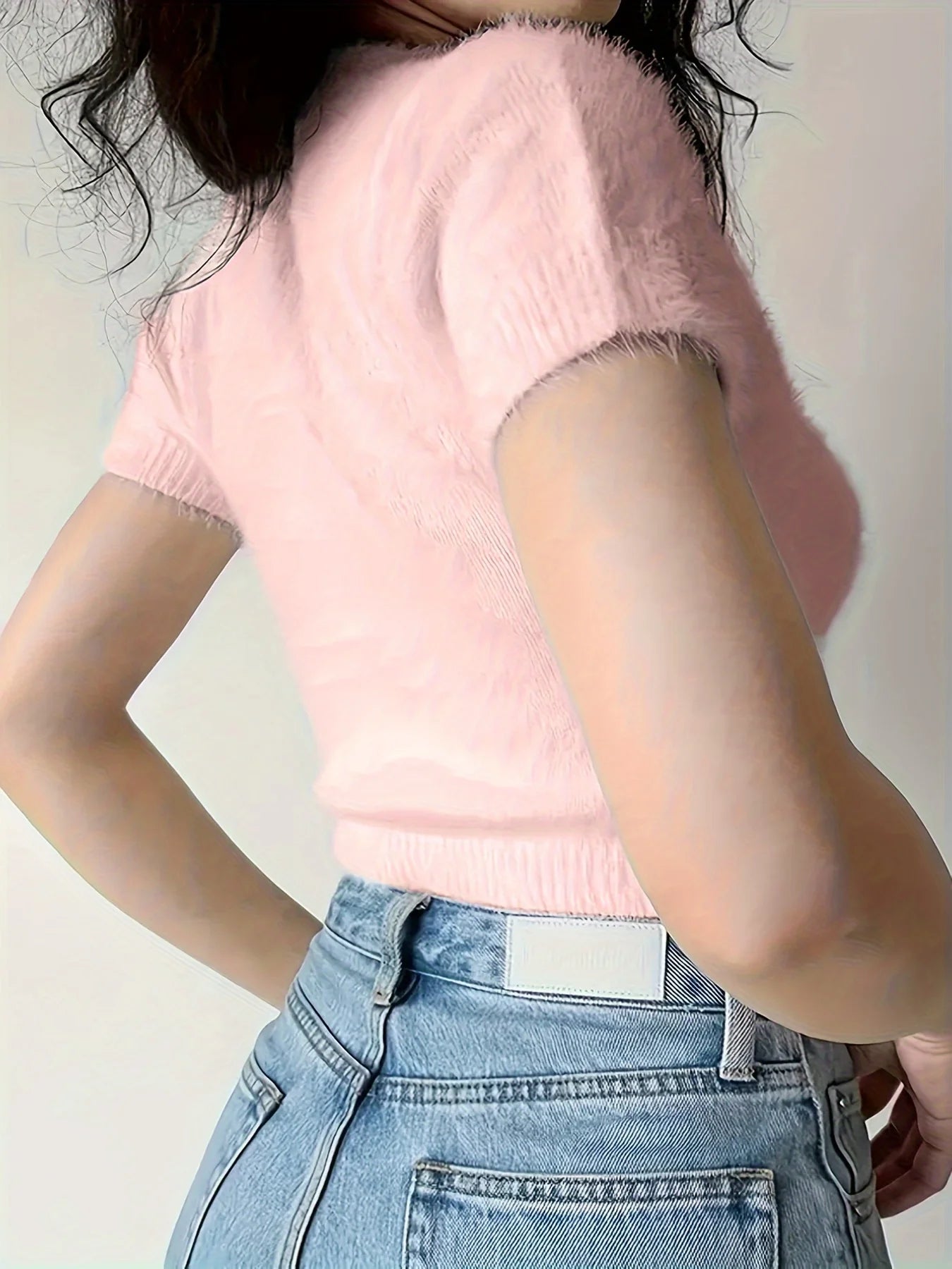 Heart Jacquard Crew Neck Top