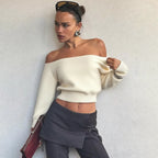Skew Collar Oversized Crop Sweater
