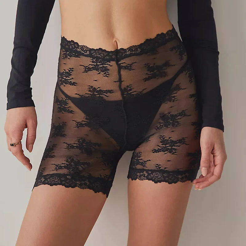 Y2K Lace Mesh Cover-Up Shorts