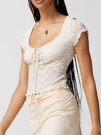 Tie-Up Lace Crop Top