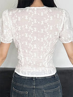 Floral Lace Button-Front Top