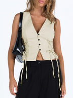 Front Button Tie-Up Tank