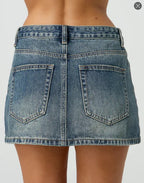 High-Waist Vintage Denim Mini Skirt