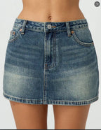 High-Waist Vintage Denim Mini Skirt