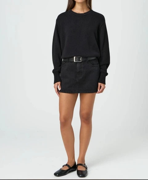 High-Waist Vintage Denim Mini Skirt