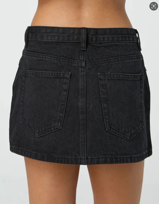 High-Waist Vintage Denim Mini Skirt