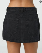 High-Waist Vintage Denim Mini Skirt